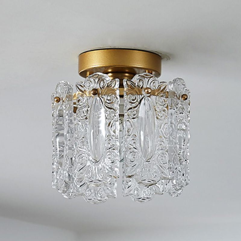Plafonnier semi-encastré pour balcon, éclairage moderne en verre, montage au plafond, doré