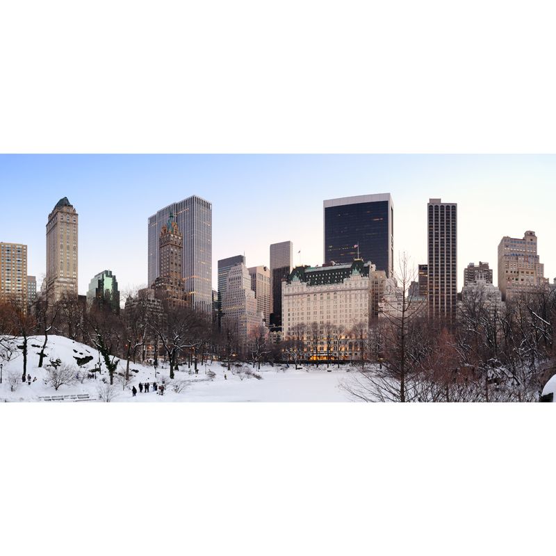 Modern Winter Cityscape Wallpaper Mural Non-Woven Washable Brown Wall Decor for Home