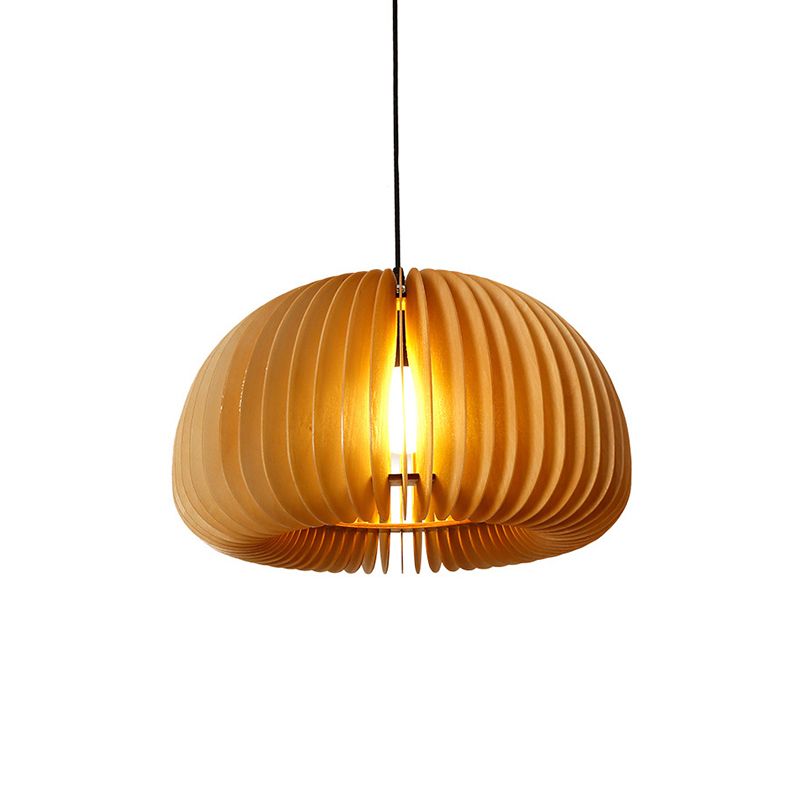 Aziatische stijl koepel gearceerd plafondverlichting hout 1 lamp restaurant hangende lamp armatuur