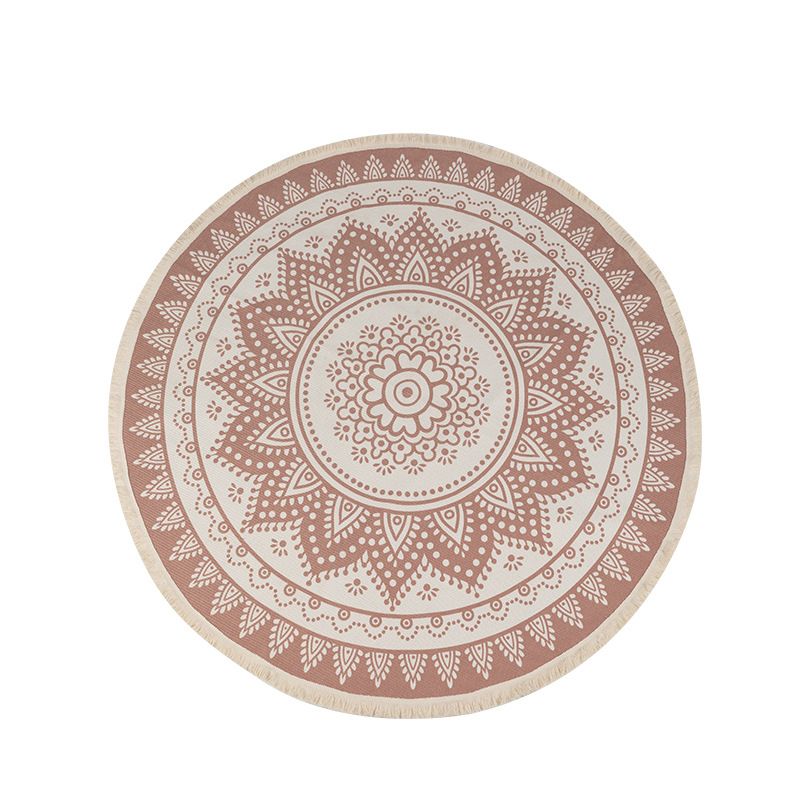 Marokkanischer Teppich mit Blumenmuster, mehrfarbiger Teppich mit Fransen, waschbarer Teppich aus Baumwollmischung für die Inneneinrichtung