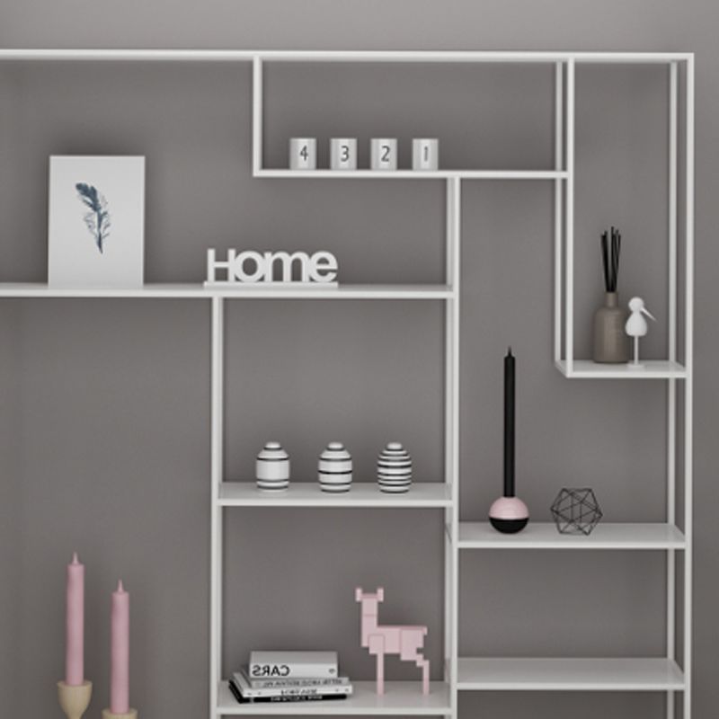 Modern Style Open Shelf Bookcase with Metal Rectangular Shelve
