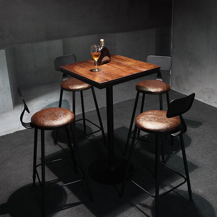 Industrial Wood Pub Dining Set 1/3/5 Pieces counter Table with Upholstered Stools