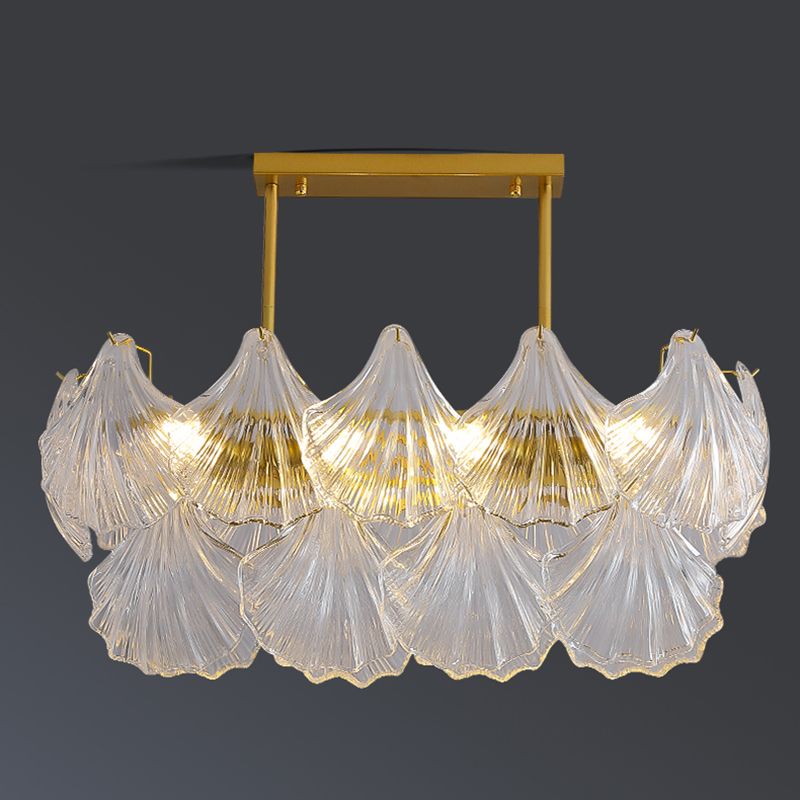 Modern Metal Ceiling Light Geometric Shape Hanging Lamp with Shell Shade for Living Room