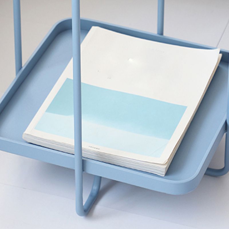 Square End Side Table X-base End Table with Shelves and Tray Top