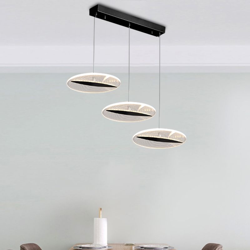 Disque multi-pendentif minimaliste acrylique 3 têtes salle à manger plafond le plafond plafond s'accompagnement en blanc / noir / or
