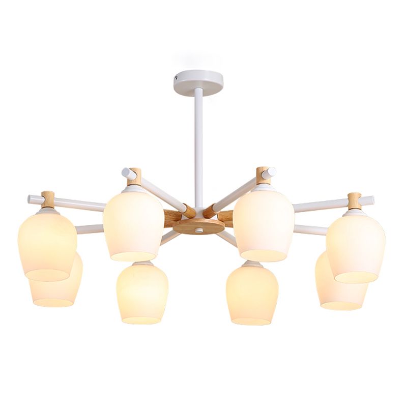 Modern Can Shape Branch Hanging Light Glass Multi Light Chandelier for Bedroom