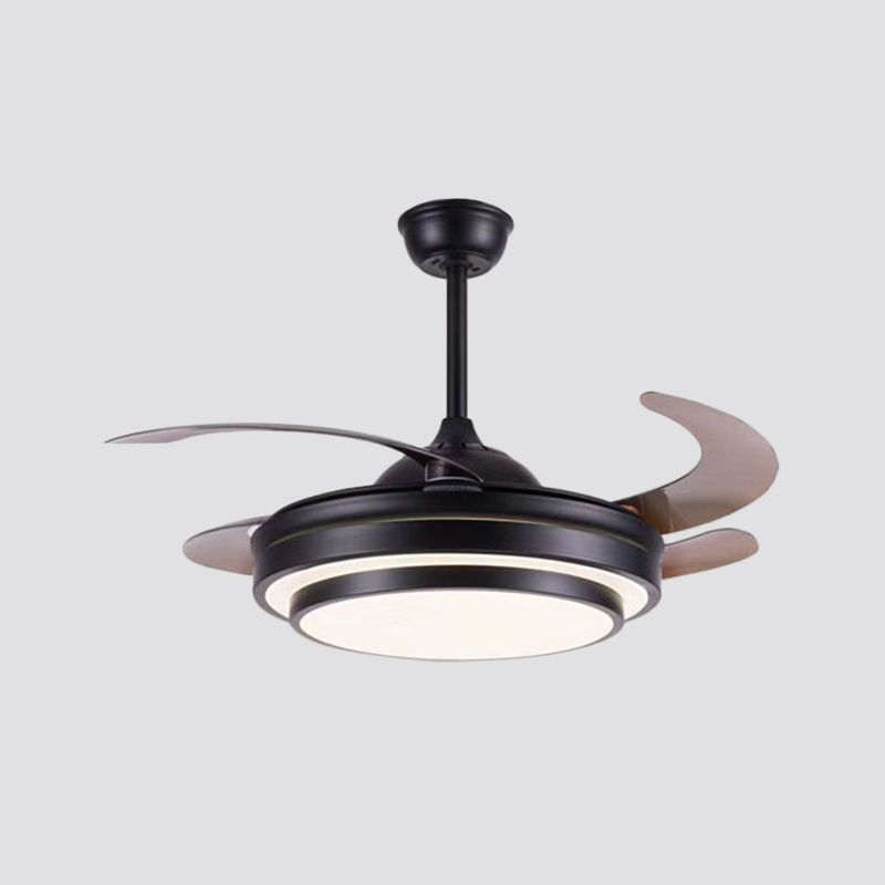 Lampe a 4 lame rotonde in metallo a livello semifulco modernismo modernismo lampada a ventola a soffitto per sala da pranzo, largo 19 "
