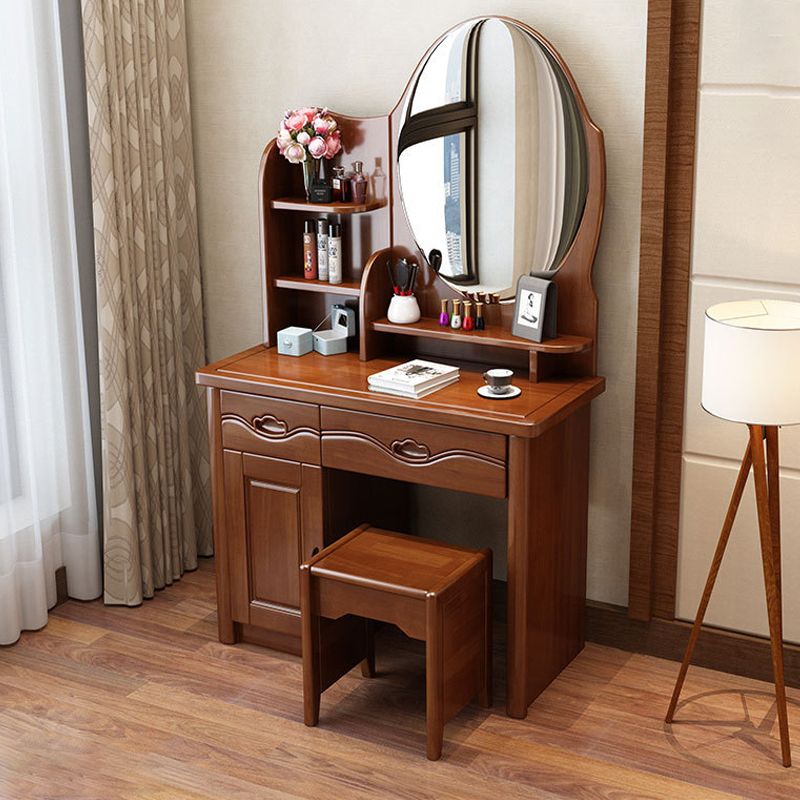 Traditional Makeup Table with 2 Drawers Vanity Tables with Mirror