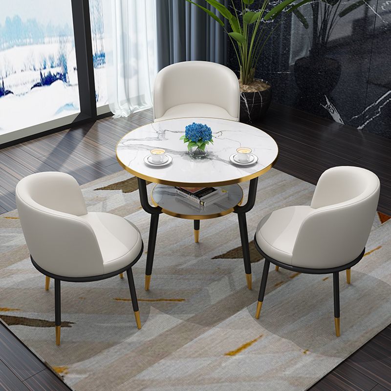Contemporary MDF Standard Dining Table Round Shape Kitchen Dining Table with 3 Legs Base