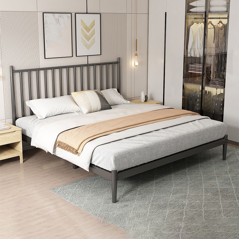 Glam Metal with Headboard Rectangular Slat Mattress Included Slat Bed