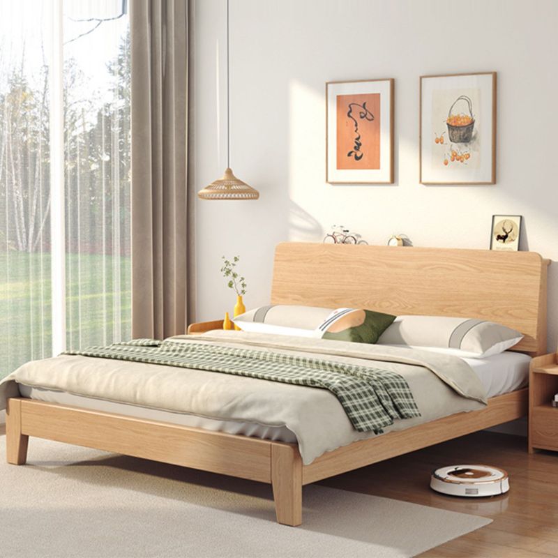 Contemporary Panel Rectangular with Headboard Wood Natural Panel Bed