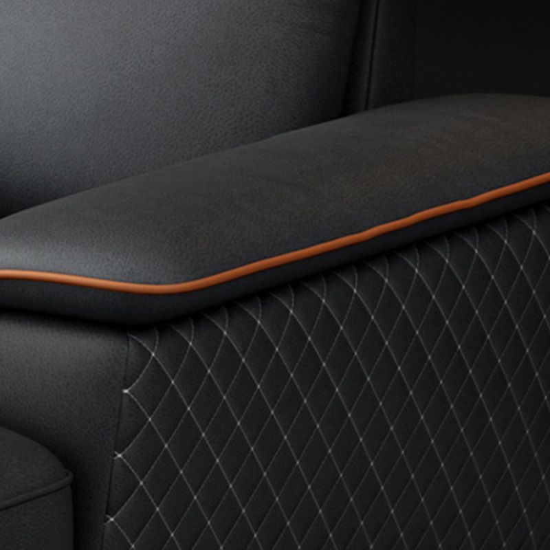 Modern Pillow Top Arm Sofa 4-Seater Faux Leather Sofa with Chaise