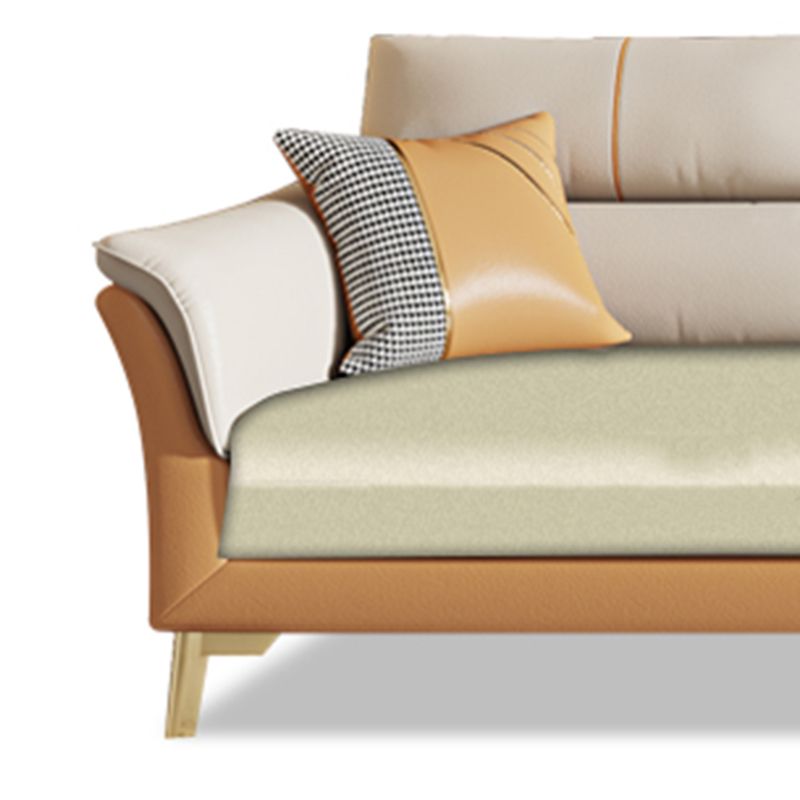 Faux Leather Stain Resistant Watertight Flared Arm Modern Sofa Couch
