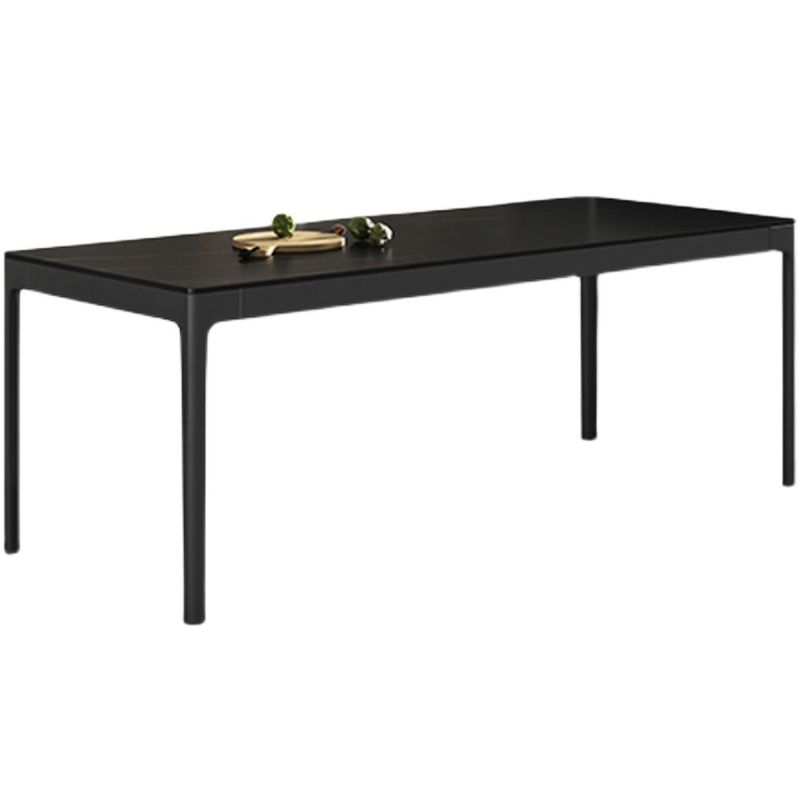 Moderna mesa de comedor negro rectángulo de piedra sinterizada con 4 patas para la cocina