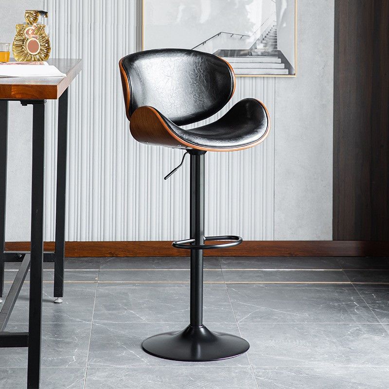 Contemporary Adjustable Height Swivel Bucket Bar Stool with Footrest