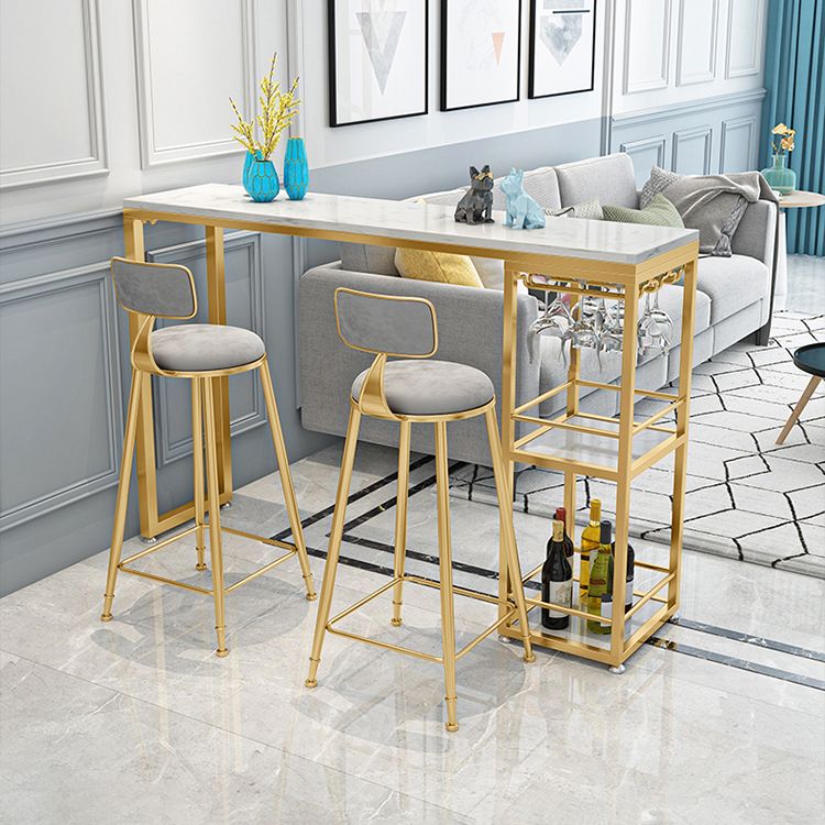 Mesa de altura de barra de doble pedestal de pub rectangular de mármol Mesa de altura de barra de doble pedestal, solo mesa