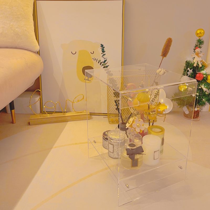 Contemporary Bedside Cabinet Acrylic Lower Shelf Bed Nightstand