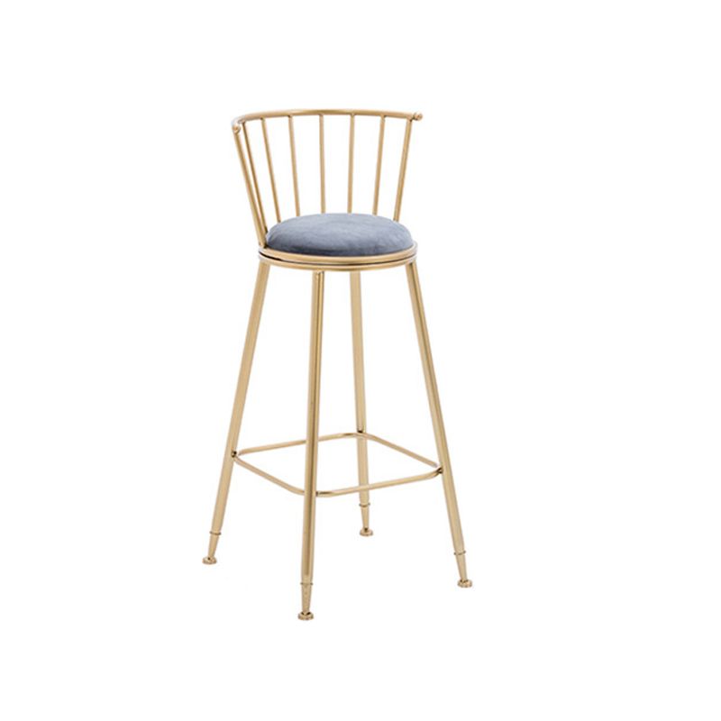 Gold Metal Base Dining Stools Low Back Round Bar Stools with Footrest
