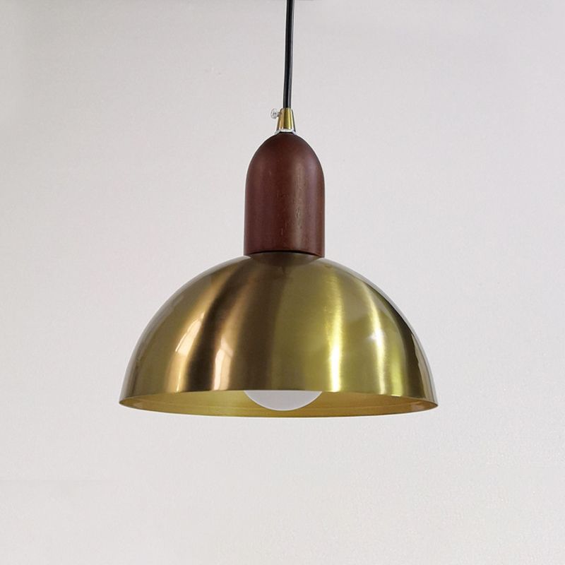 Dome Shade Living Room Pendant Light Metallic Single Postmodern Style Suspension Light Fixture in Brass