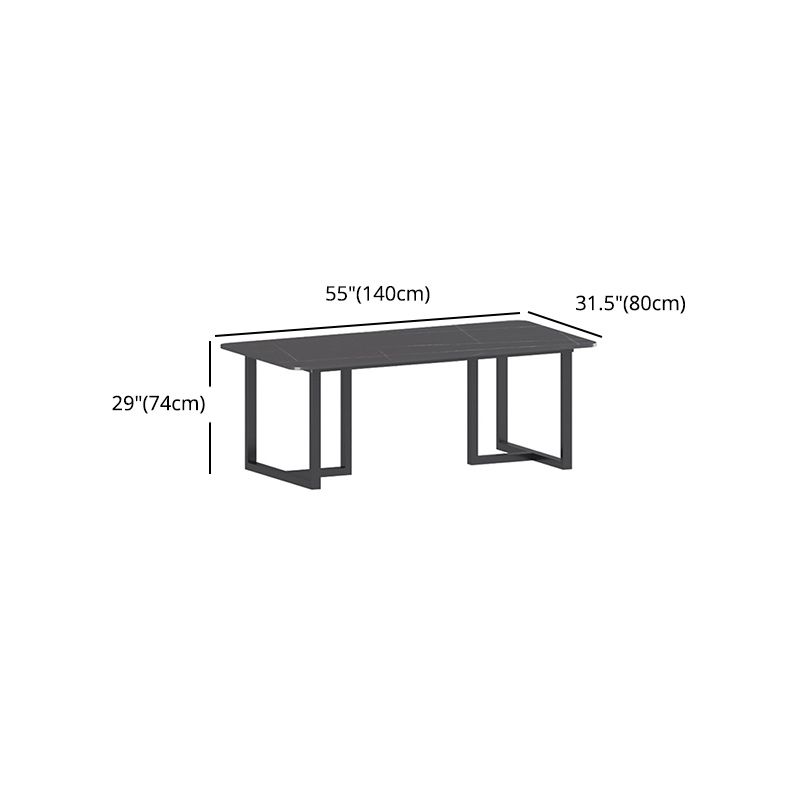 1/2/5/7 Pcs Dining Chairs Set Black Sintered Stone Dining Set with Double Pedestal Base