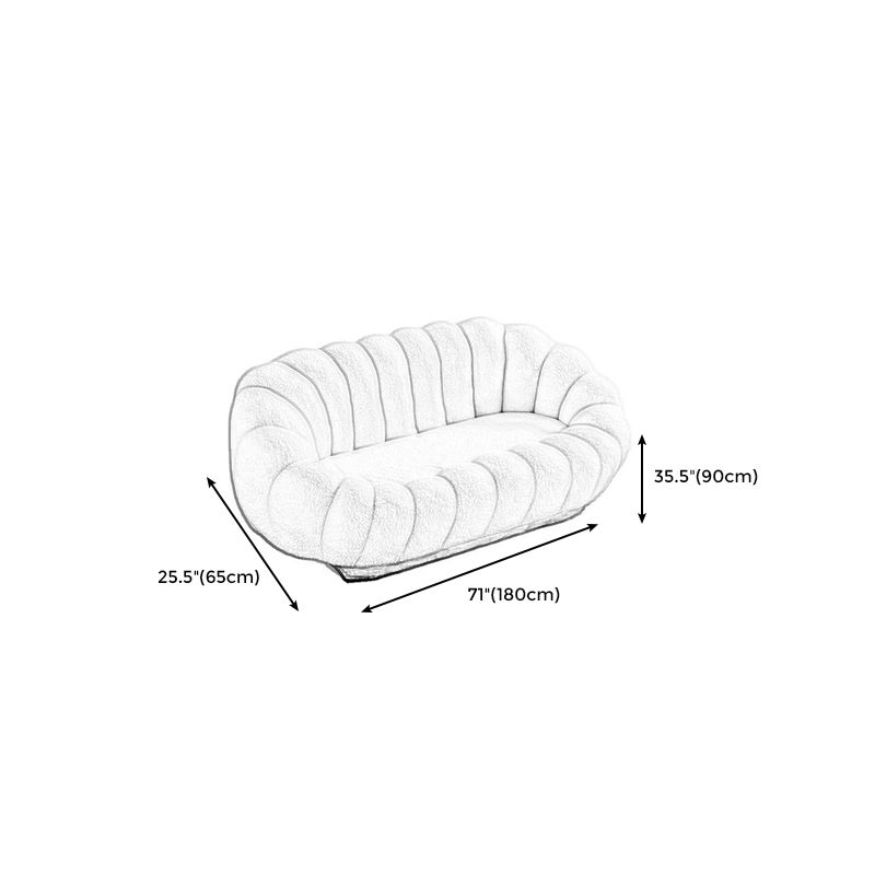 25.59"H Scandinavian Solid Color Fleece/Faux Leather Curved Sofa for Bedroom Apartment