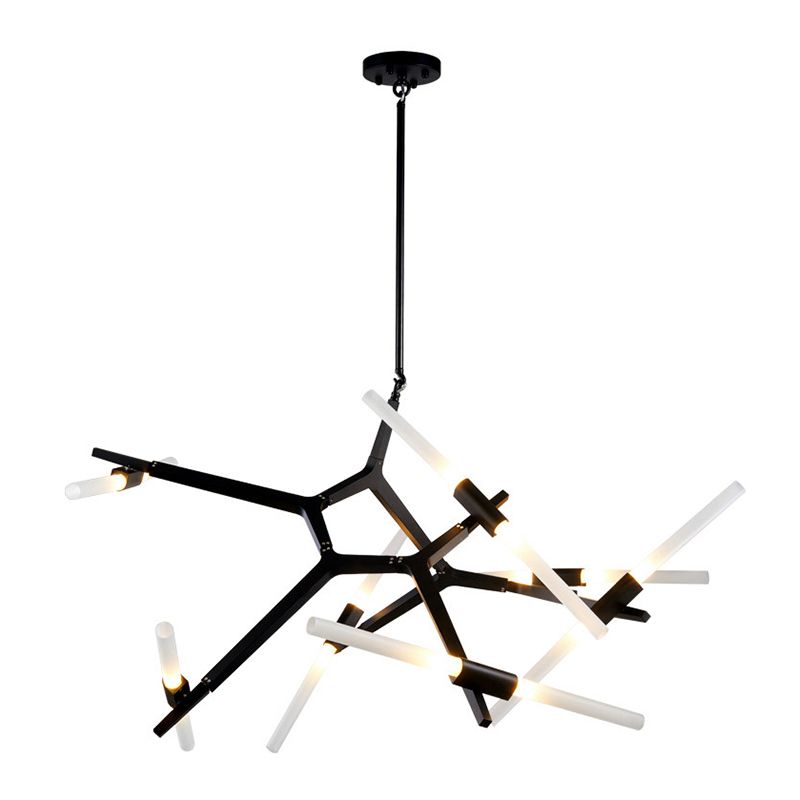 Luz de lámpara de lámpara de estilo moderno Rama de metal colgante de metal en negro
