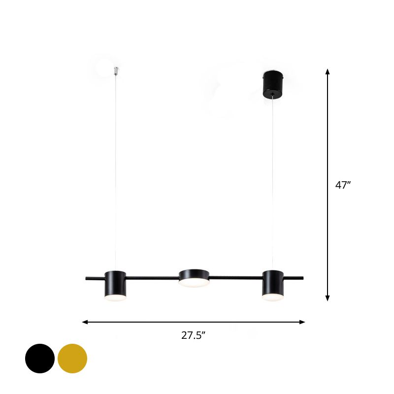 Lineaire metalen kroonluchter licht Modern 3/5 kopjes zwart/goudhangende lamp met roteerbare tint, warm/wit licht