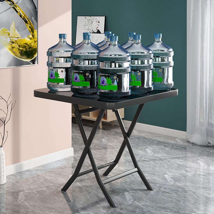 Glass Foldable Dining Table for 2 Person with Black Metal Base