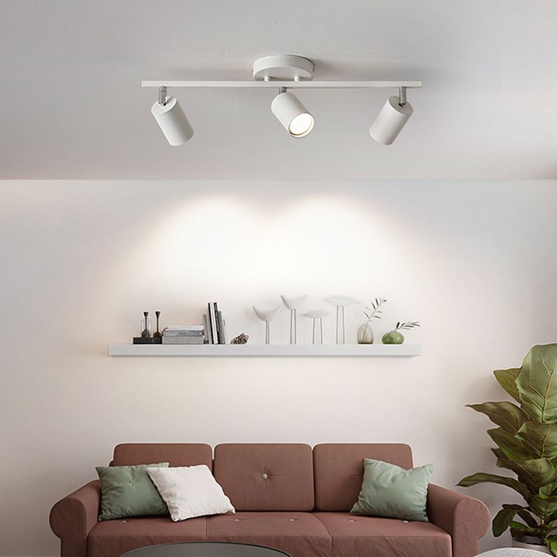 Nordic Zylindrische Metall Track Spotlights Semi Flush Ceiling Track Lighting für Foyer und Cloakroom