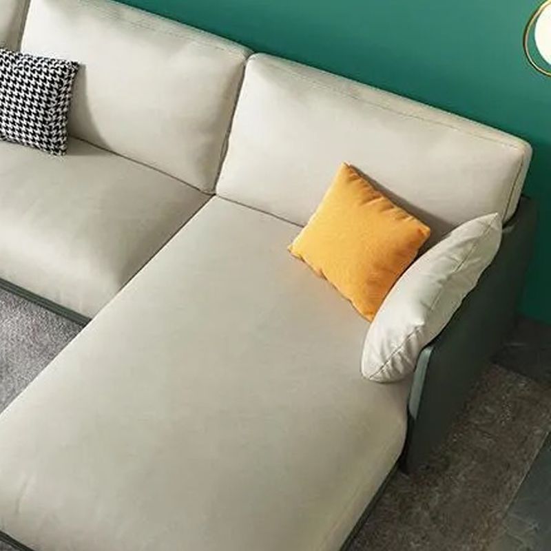 Green 4-seater Sectional Sofa Faux Leather L-shape Sectional