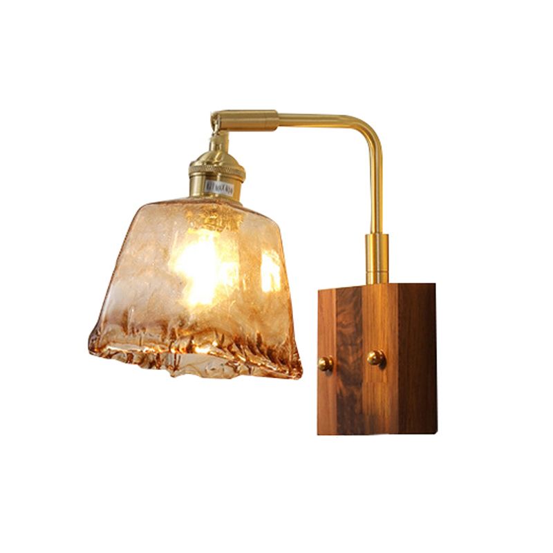 Modern Style Wood Wall Lamp 1 Light Sconces in Brown for Bedroom