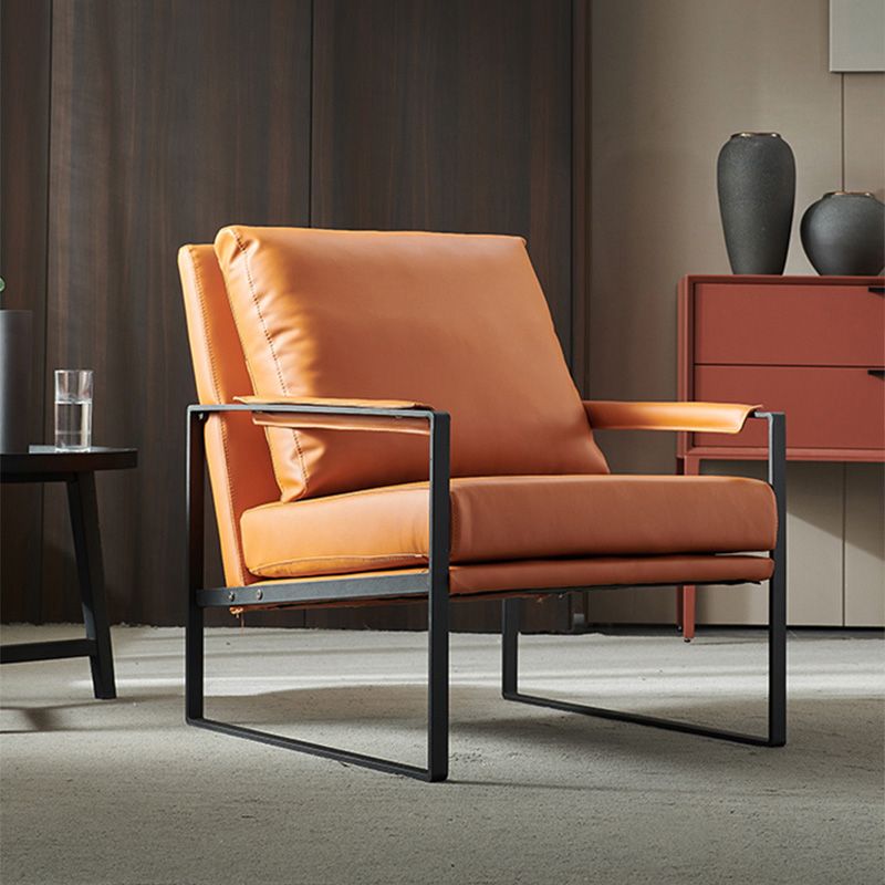 Solid Color Office Leather Arms Included with Cushion with Black Legs Armchair