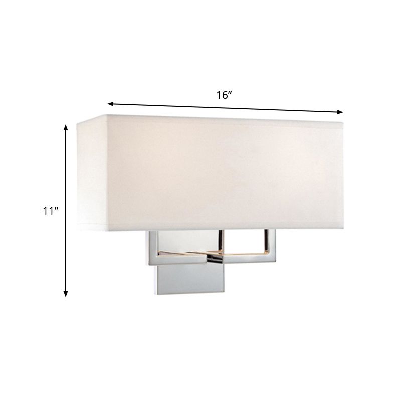 Modernism LED Wall Sconce with Fabric Shade Chrome Rectangular Wall Mount Light Fixture