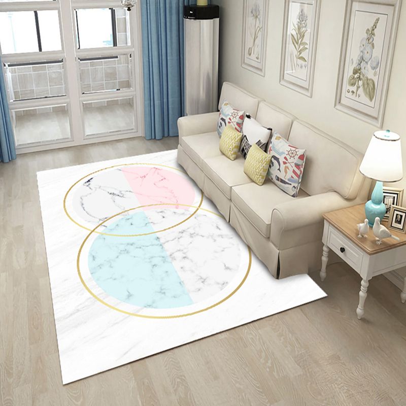Casual Living Room Rug Multi Color Geometric Print Rug Polypropylene Non-Slip Easy Care Indoor Rug