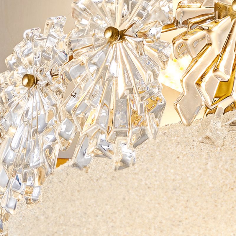 Gold Metal Flush Mount Light Fixtures Traditional Drum Semi Flush Ceiling Lamps with Glass Shade