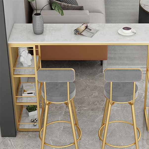 Contemporary Stone Bar Table Set 1/3 Pieces Bar table with Upholstered Stools for Indoor