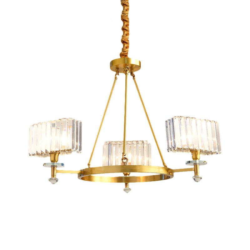 3/6 lampen Suspensie Verlichting Hedendaagse Cuboid Crystal Pendant Kroonluchter in goud
