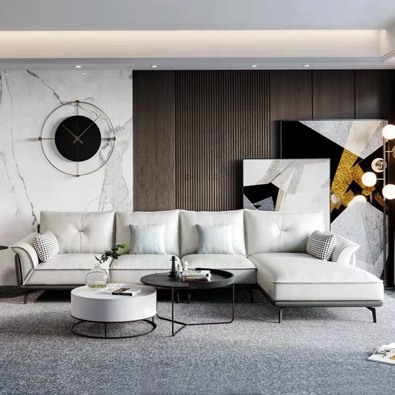 Black 4-seat Flared Arm Sectional Pillow Back Stain-resistant Sectional