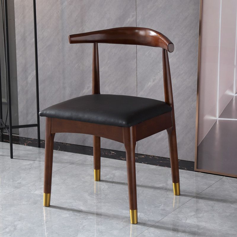 Silla lateral interior escandinava tapizada en madera Silla de comedor con respaldo abierto