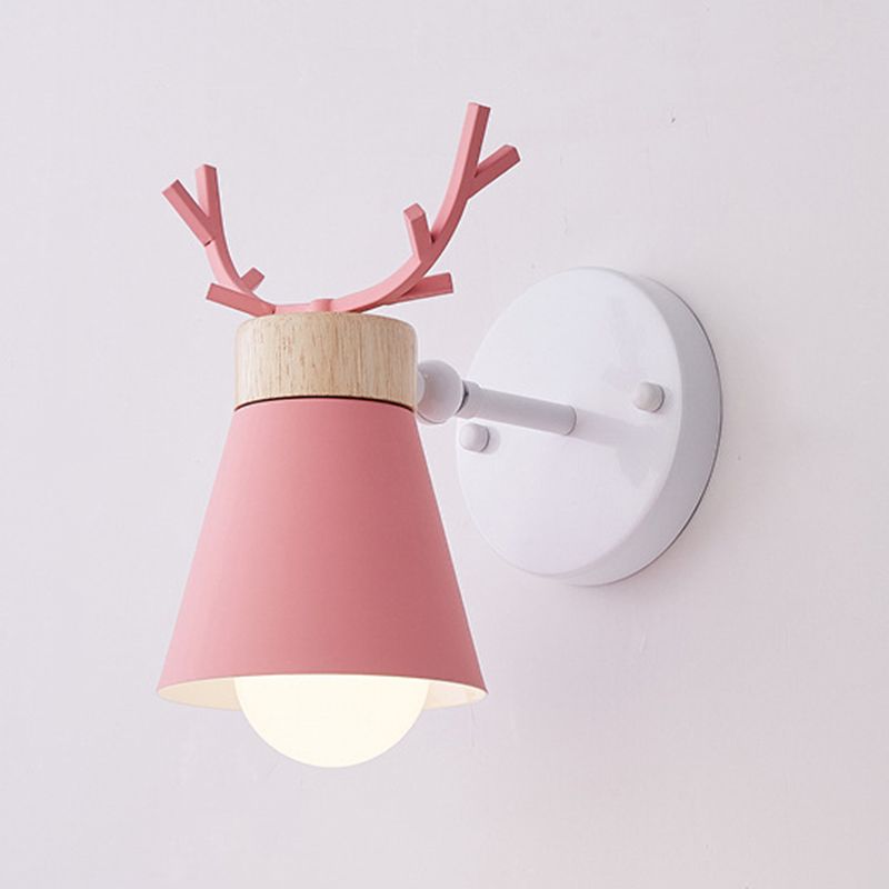 Macaron Antlers Wall Sconce Metal 1 Light Sconces for Bedroom