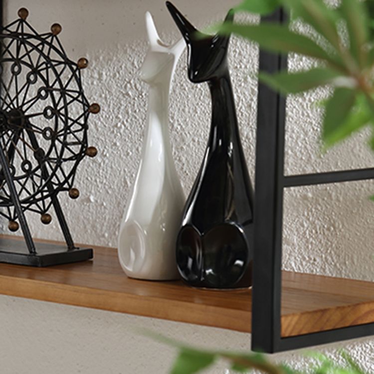 Wall Mounted Industrial Bookshelf Iron Frame Pine Wood Bookshelf for Bedroom