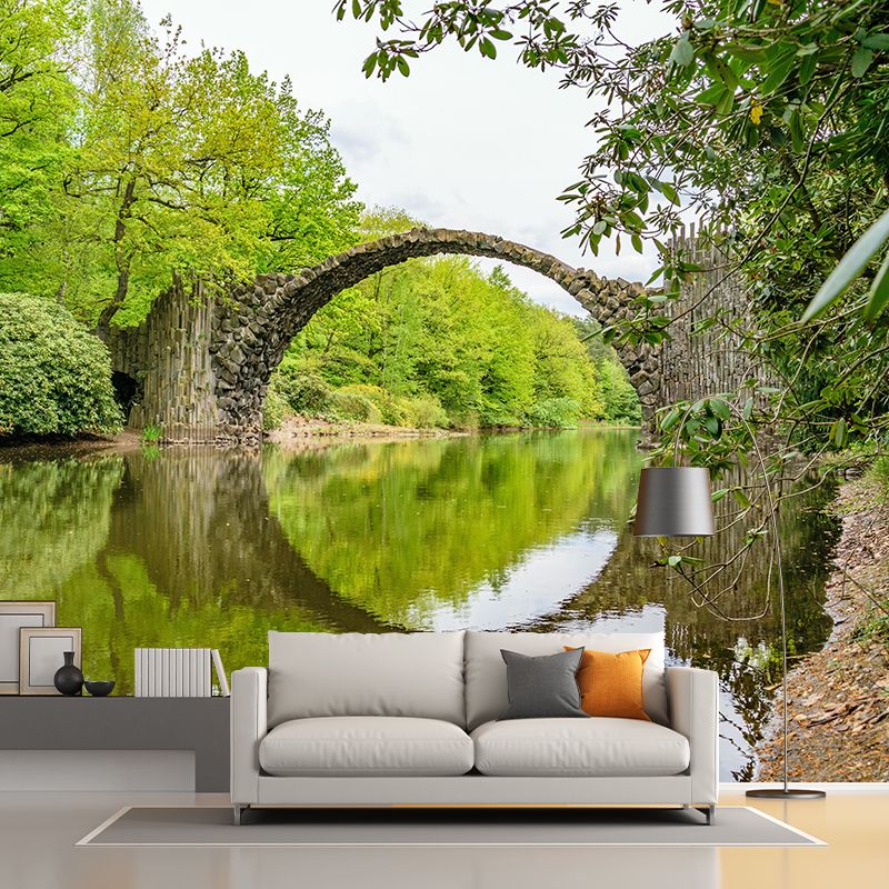 Contemporary Stone Bridge Architecture Mural Wallpaper Stain Resistant for Study Room