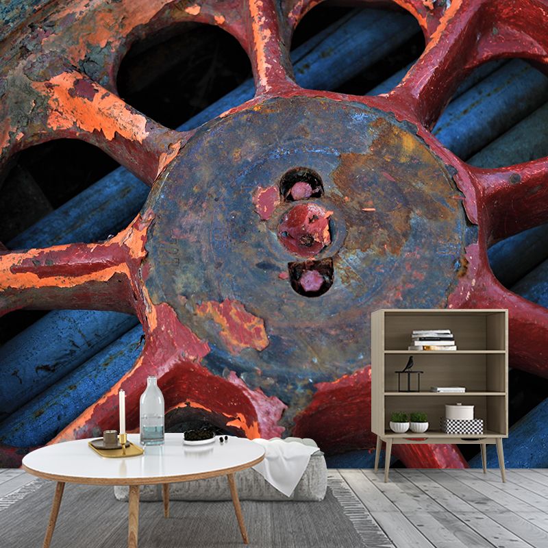 Shabby Rusty Metal Removable Wall Mural for Sitting Room, Moisture Resistant