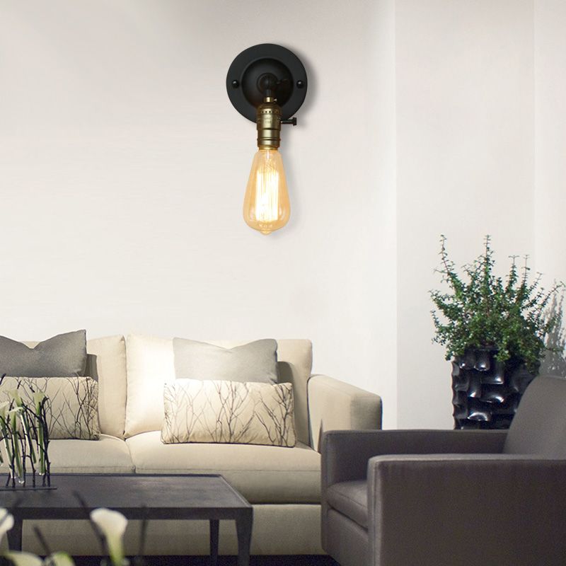 1 têtes d'éclairage mural métallique vintage finition noire