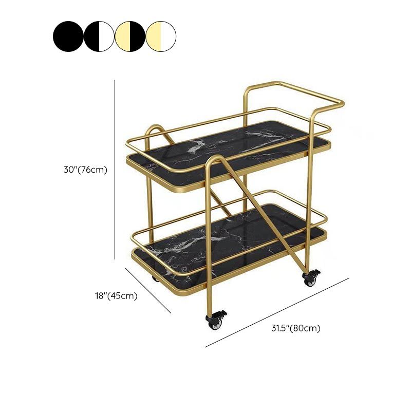 Marble Open Shelves Prep Table Rectangular Dining Room Kitchen Trolley