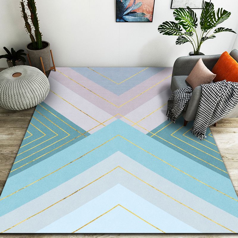 Relaxing Geo Printed Rug Multi Color Polypropylene Area Carpet Non-Slip Backing Stain-Resistant Indoor Rug for Bedroom