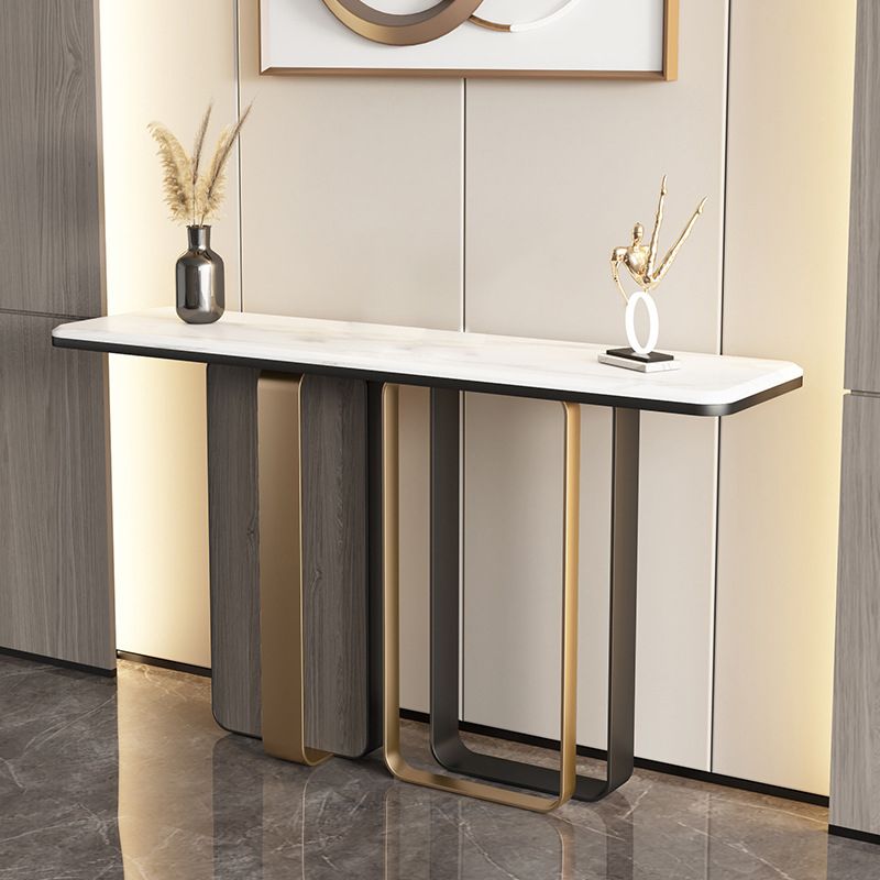 Glam White Accent Table Scratch Resistant Sofa Console Table for Hall