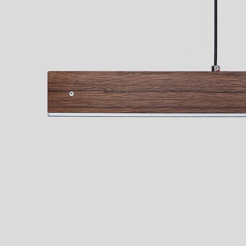 Linear Wood Island Light Fixture Modern Ceiling Pendant Light for Tea Room