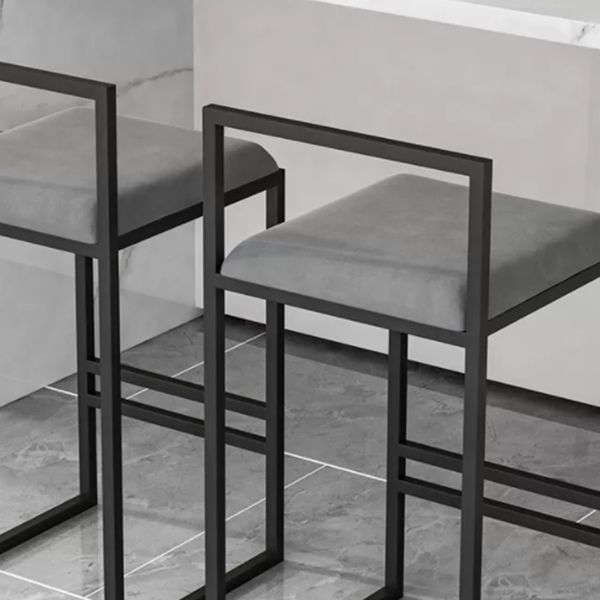 Modern Backrest Armless Counter Stool Iron Cafe Bar Stool with Velvet Cushion and Pedal