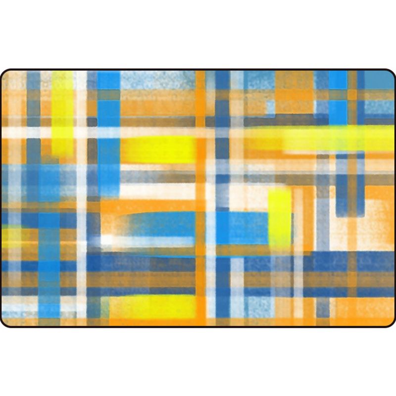 Casual Modern Rug in Black and Blue Abstract Rectangle Pattern Rug Polyester Pet Friendly Carpet for Home Decoration